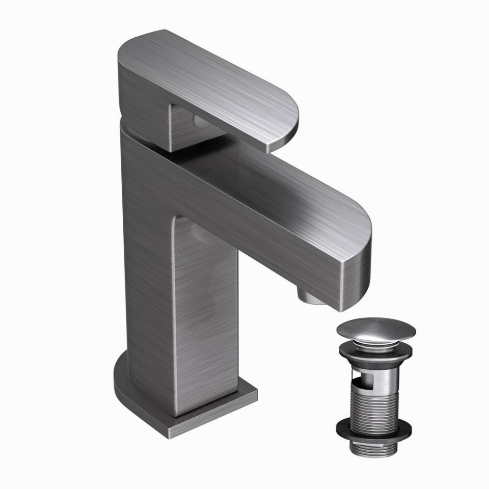 Picture of Single Lever Basin Mixer with click clack waste - Stainless Steel