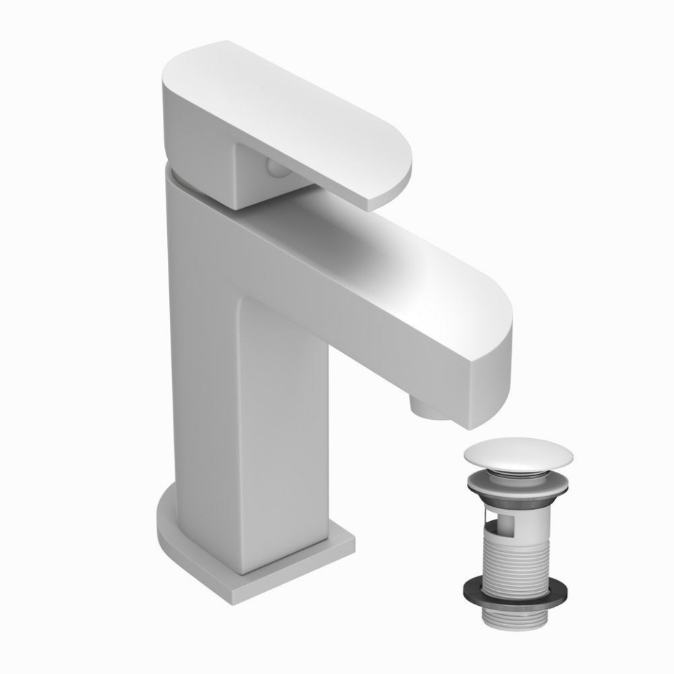 Picture of Single Lever Basin Mixer with click clack waste - White Matt