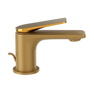 Picture of Single Lever Basin Mixer with Popup Waste - Lever: Gold Bright PVD | Body: Gold Matt PVD