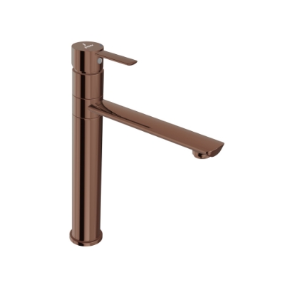 Picture of Single Lever High Neck Basin Mixer - Blush Gold Bright PVD