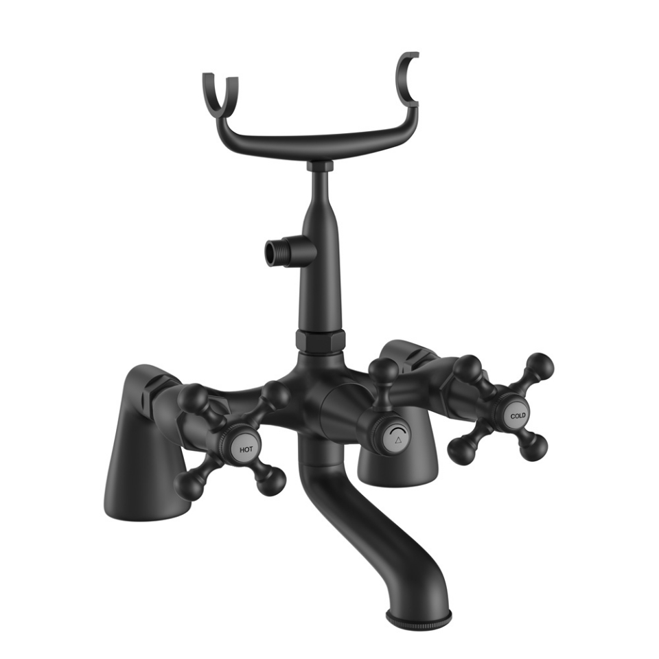 Picture of Bath & Shower Mixer with Telephone Shower Crutch - Black Matt