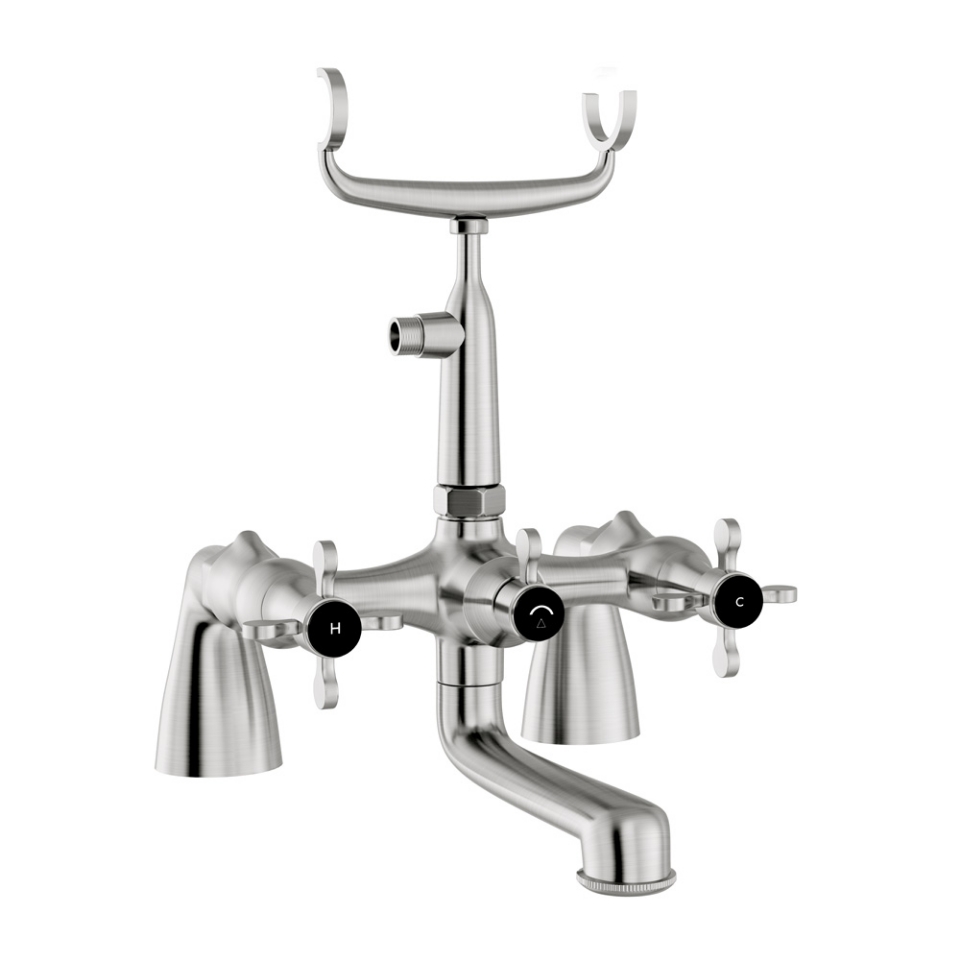 Picture of Bath & Shower Mixer with Telephone Shower Crutch - Stainless Steel